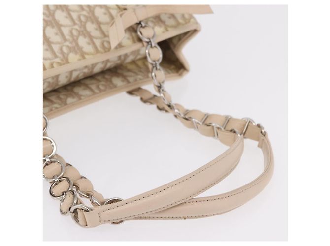 Borsa Tote a catena Christian Dior Trotter Canvas PVC Avorio Argento Auth 206261A Crudo - vista 10