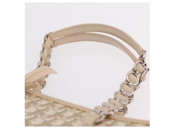Borsa Tote a catena Christian Dior Trotter Canvas PVC Avorio Argento Auth 206261A Crudo - vista 17