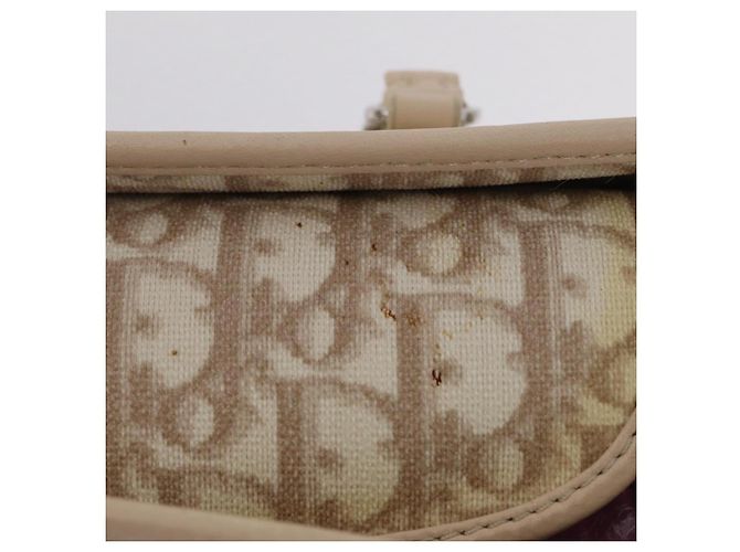 Borsa Tote a catena Christian Dior Trotter Canvas PVC Avorio Argento Auth 206261A Crudo - vista 24