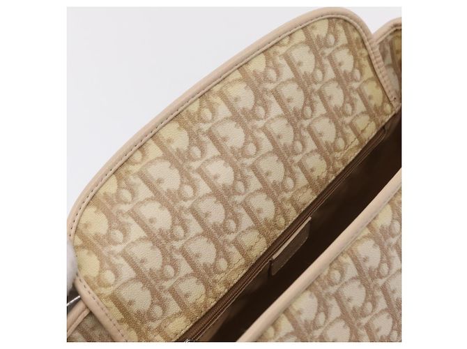 Borsa Tote a catena Christian Dior Trotter Canvas PVC Avorio Argento Auth 206261A Crudo - vista 25