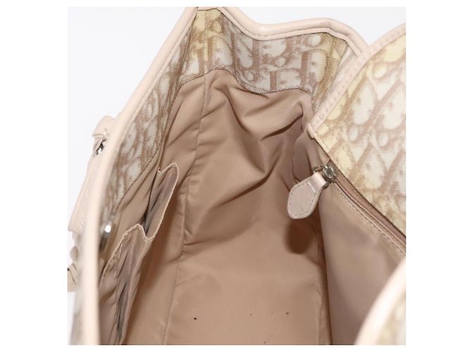 Borsa Tote a catena Christian Dior Trotter Canvas PVC Avorio Argento Auth 206261A Crudo - vista 28