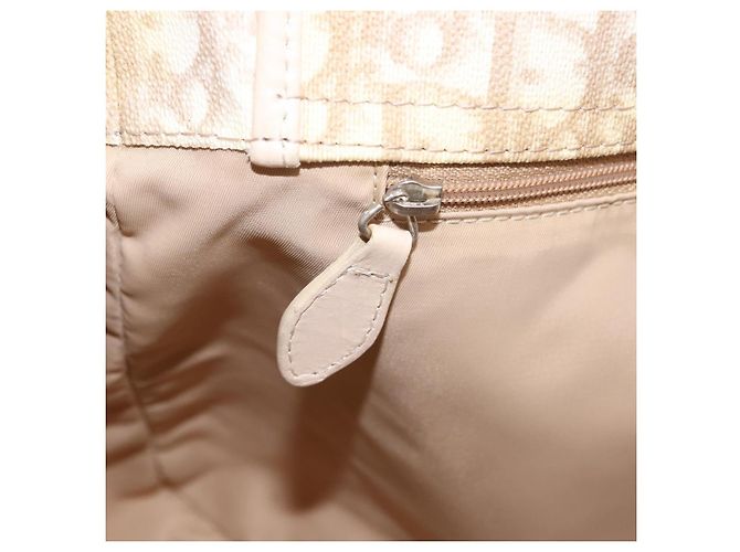 Borsa Tote a catena Christian Dior Trotter Canvas PVC Avorio Argento Auth 206261A Crudo - vista 29