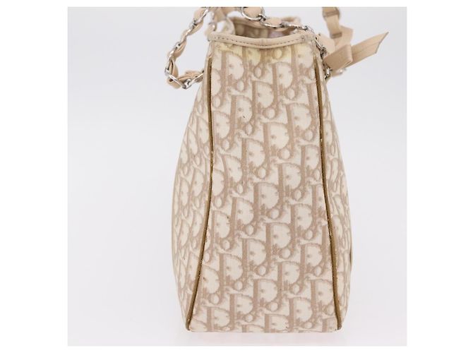 Borsa Tote a catena Christian Dior Trotter Canvas PVC Avorio Argento Auth 206261A Crudo - vista 5