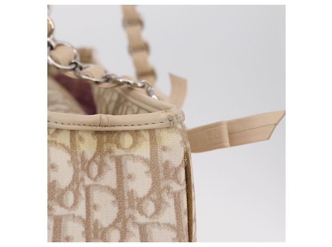 Borsa Tote a catena Christian Dior Trotter Canvas PVC Avorio Argento Auth 206261A Crudo - vista 7