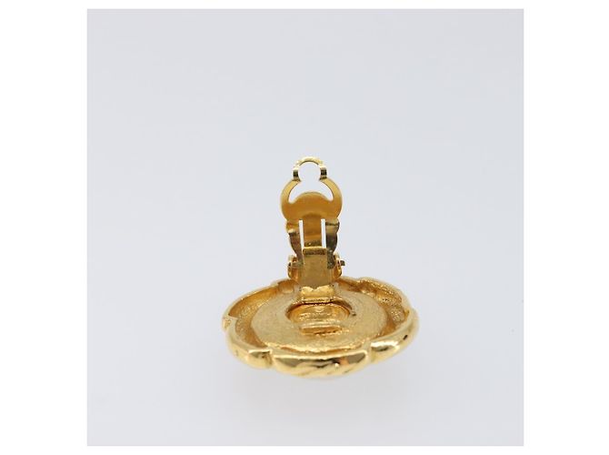 Boucles d'oreilles CHANEL Métal Doré Blanc CC Auth bs37086 - vue 4