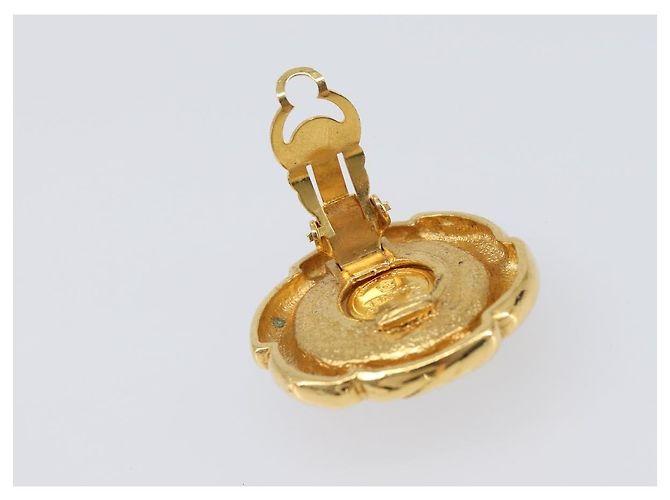 Boucles d'oreilles CHANEL Métal Doré Blanc CC Auth bs37086 - vue 6