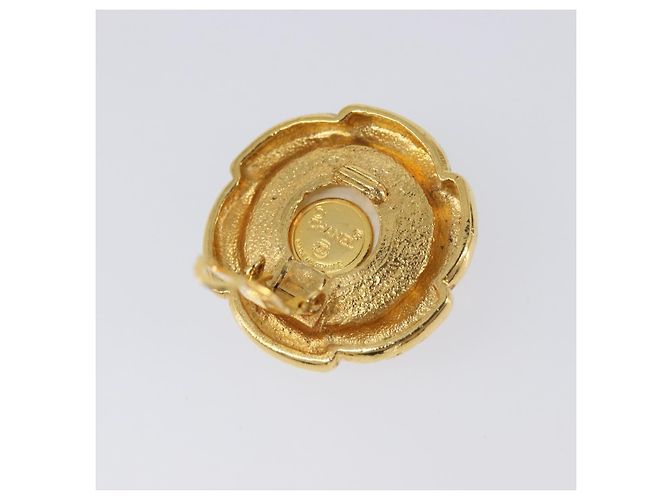 Boucles d'oreilles CHANEL Métal Doré Blanc CC Auth bs37086 - vue 7
