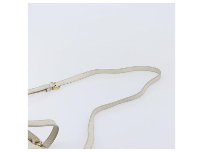 Bolso Tote Miu Miu Cuero 2way White Gold Auth 206037A Blanco Dorado - vista 16