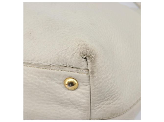 Bolso Tote Miu Miu Cuero 2way White Gold Auth 206037A Blanco Dorado - vista 18