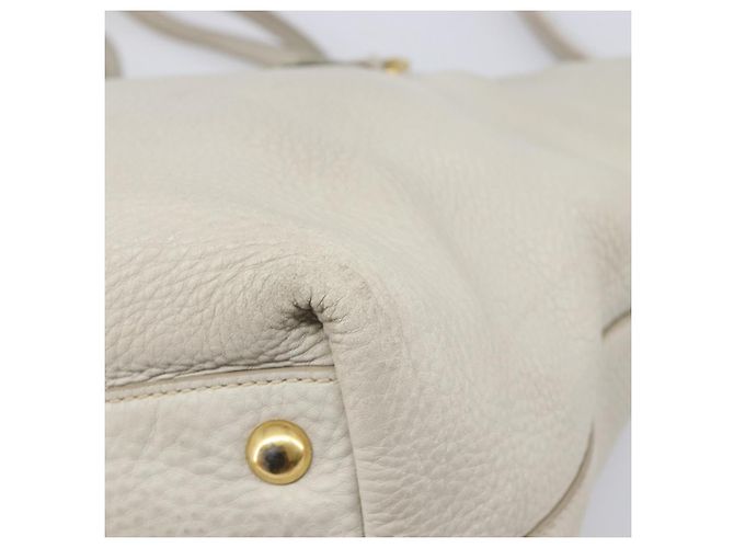 Bolso Tote Miu Miu Cuero 2way White Gold Auth 206037A Blanco Dorado - vista 20
