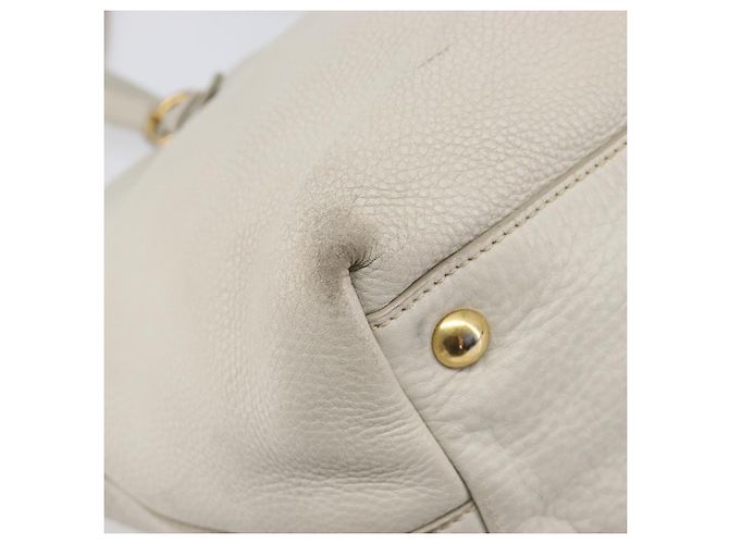 Bolso Tote Miu Miu Cuero 2way White Gold Auth 206037A Blanco Dorado - vista 21