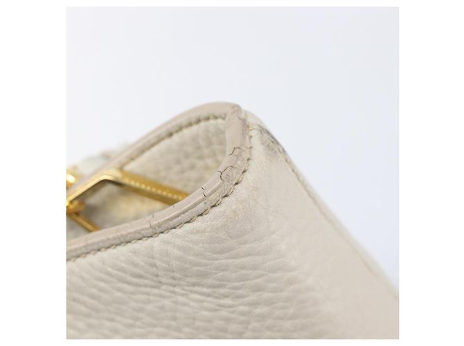 Bolso Tote Miu Miu Cuero 2way White Gold Auth 206037A Blanco Dorado - vista 25