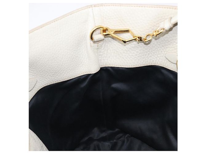 Bolso Tote Miu Miu Cuero 2way White Gold Auth 206037A Blanco Dorado - vista 27