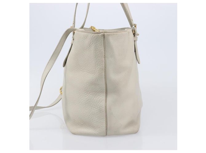 Bolso Tote Miu Miu Cuero 2way White Gold Auth 206037A Blanco Dorado - vista 3