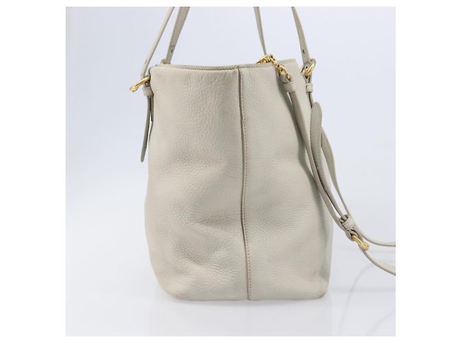 Bolso Tote Miu Miu Cuero 2way White Gold Auth 206037A Blanco Dorado - vista 4
