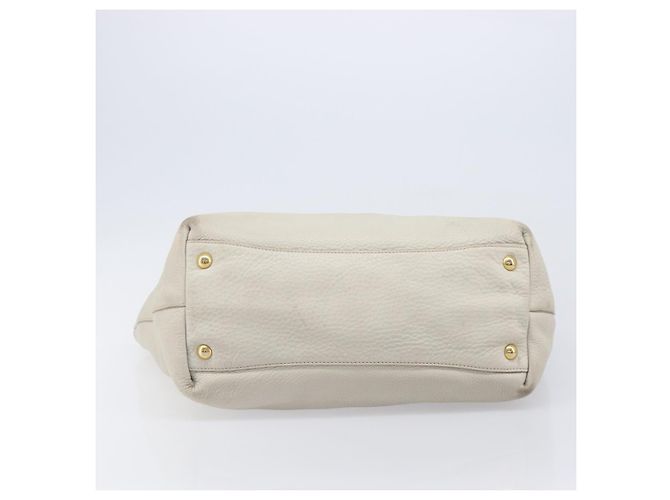 Bolso Tote Miu Miu Cuero 2way White Gold Auth 206037A Blanco Dorado - vista 5