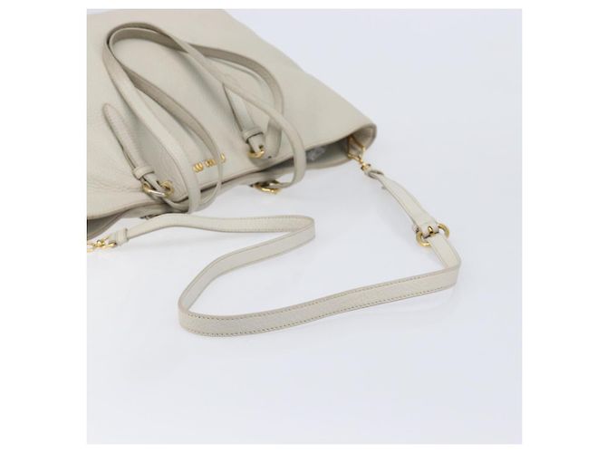 Bolso Tote Miu Miu Cuero 2way White Gold Auth 206037A Blanco Dorado - vista 8