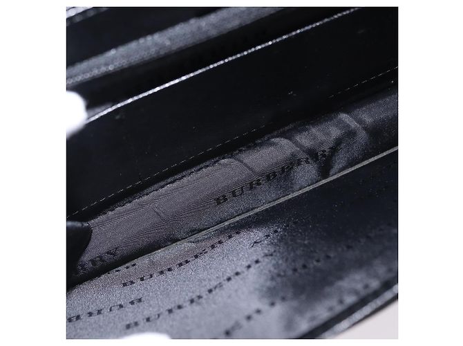Borsa a pochette BURBERRY in pelle nera e argento Auth 203385 Nero - vista 12