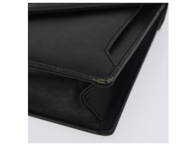 Borsa a pochette BURBERRY in pelle nera e argento Auth 203385 Nero - vista 14