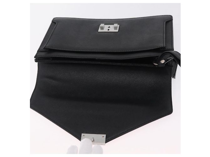 Borsa a pochette BURBERRY in pelle nera e argento Auth 203385 Nero - vista 18