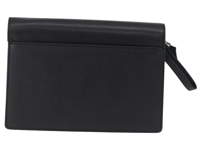 Borsa a pochette BURBERRY in pelle nera e argento Auth 203385 Nero - vista 2
