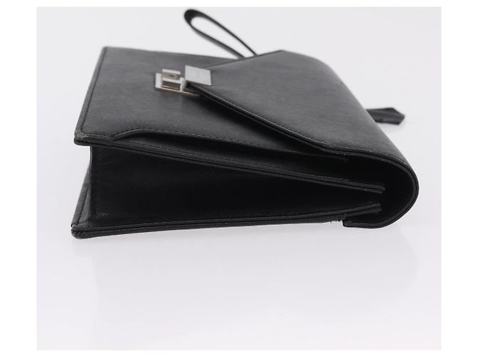 Borsa a pochette BURBERRY in pelle nera e argento Auth 203385 Nero - vista 3