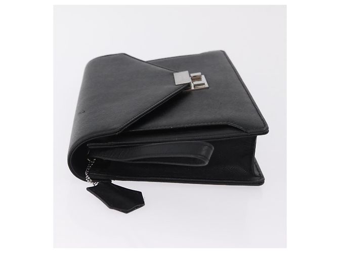 Borsa a pochette BURBERRY in pelle nera e argento Auth 203385 Nero - vista 5