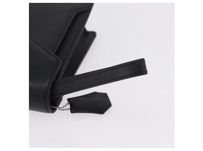 Borsa a pochette BURBERRY in pelle nera e argento Auth 203385 Nero - vista 8