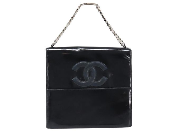 CHANEL COCO Mark Chain Handtasche aus Lackleder Schwarz Silber CC Auth bs37188 - Ansicht 13