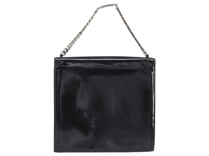 CHANEL COCO Mark Chain Handtasche aus Lackleder Schwarz Silber CC Auth bs37188 - Ansicht 2