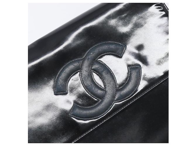 CHANEL COCO Mark Chain Handtasche aus Lackleder Schwarz Silber CC Auth bs37188 - Ansicht 20