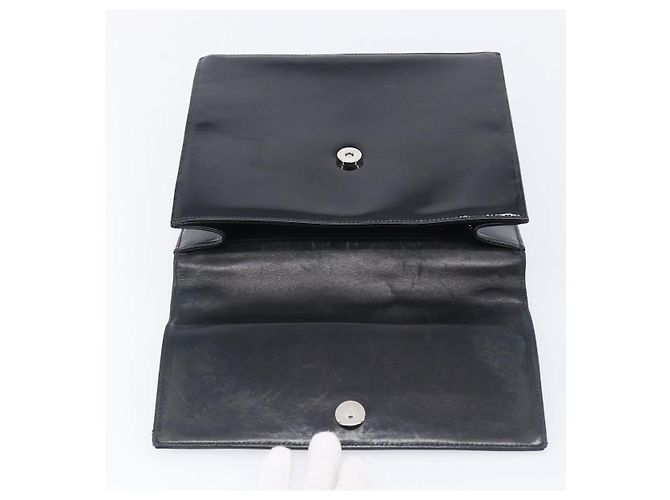 CHANEL COCO Mark Chain Handtasche aus Lackleder Schwarz Silber CC Auth bs37188 - Ansicht 21