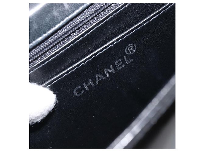 CHANEL COCO Mark Chain Handtasche aus Lackleder Schwarz Silber CC Auth bs37188 - Ansicht 22