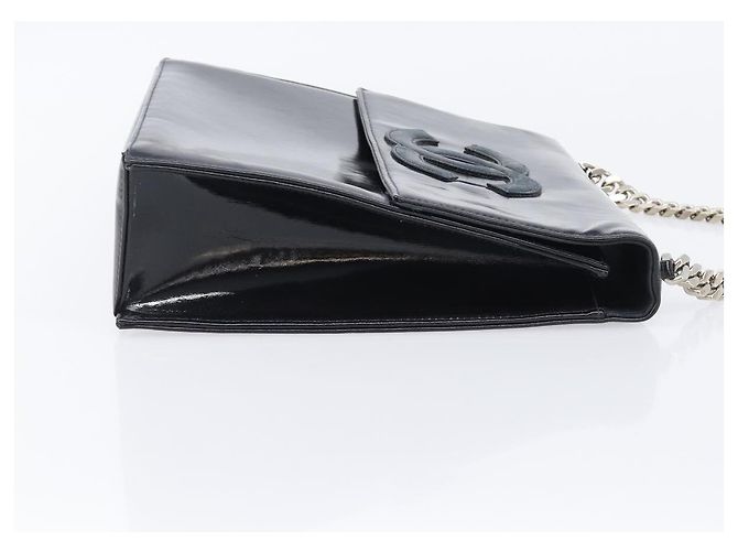 CHANEL COCO Mark Chain Handtasche aus Lackleder Schwarz Silber CC Auth bs37188 - Ansicht 3