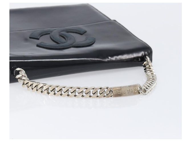 CHANEL COCO Mark Chain Handtasche aus Lackleder Schwarz Silber CC Auth bs37188 - Ansicht 6
