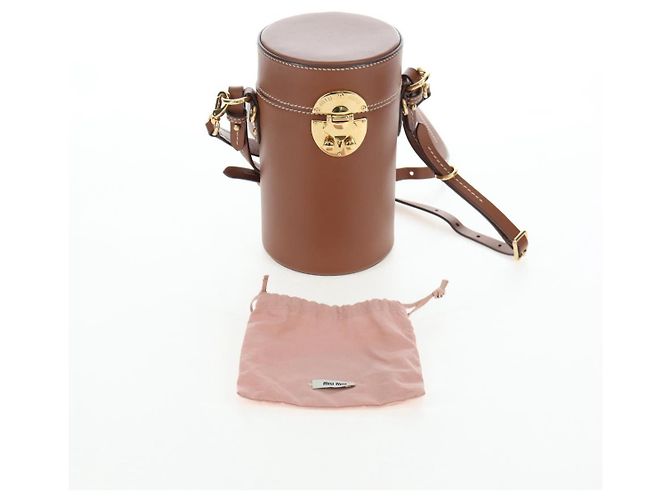 Borsa a mano Miu Miu in pelle 2way marrone tono oro Auth bs37103M - vista 12