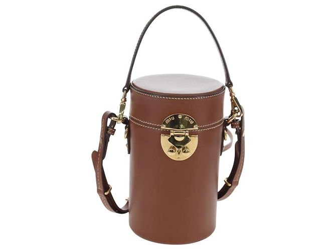 Borsa a mano Miu Miu in pelle 2way marrone tono oro Auth bs37103M - vista 13