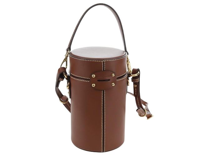 Borsa a mano Miu Miu in pelle 2way marrone tono oro Auth bs37103M - vista 2