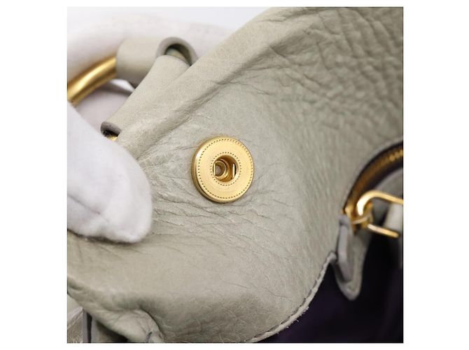 Miu Miu Tote Bag Vitellolux Gray Gold Auth 206009V Braun Golden - Ansicht 10
