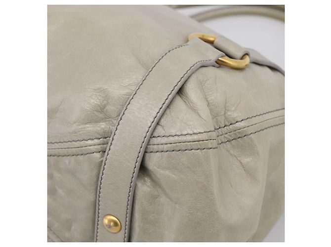 Miu Miu Tote Bag Vitellolux Gray Gold Auth 206009V Braun Golden - Ansicht 14