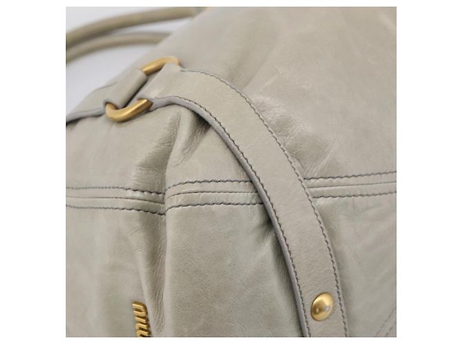 Miu Miu Tote Bag Vitellolux Gray Gold Auth 206009V Braun Golden - Ansicht 15