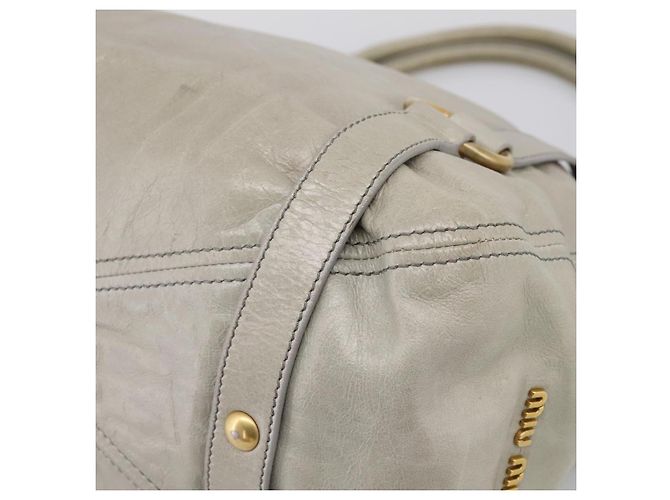 Miu Miu Tote Bag Vitellolux Gray Gold Auth 206009V Braun Golden - Ansicht 16