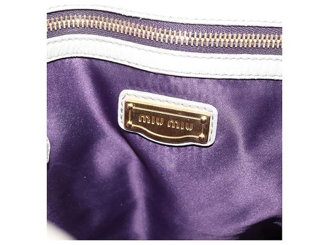 Miu Miu Tote Bag Vitellolux Gray Gold Auth 206009V Braun Golden - Ansicht 19