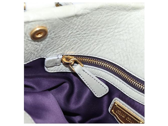 Miu Miu Tote Bag Vitellolux Gray Gold Auth 206009V Braun Golden - Ansicht 22