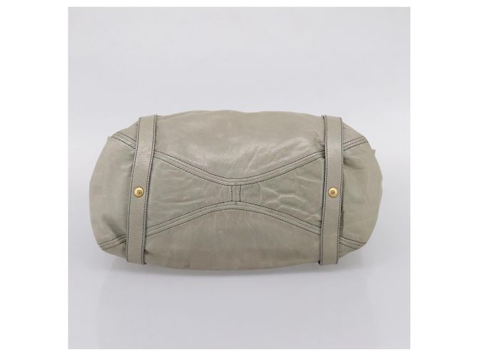 Miu Miu Tote Bag Vitellolux Gray Gold Auth 206009V Braun Golden - Ansicht 5