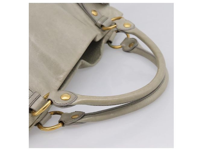 Miu Miu Tote Bag Vitellolux Gray Gold Auth 206009V Braun Golden - Ansicht 7