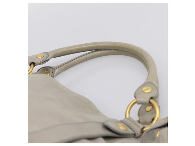 Miu Miu Tote Bag Vitellolux Gray Gold Auth 206009V Braun Golden - Ansicht 8