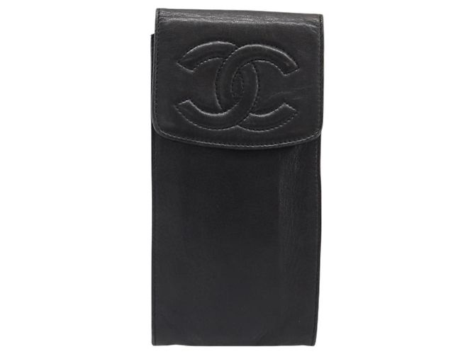Estuche de Gafas CHANEL Lamb Skin Dark Brown CC Auth bs37291 Marrón oscuro - vista 13