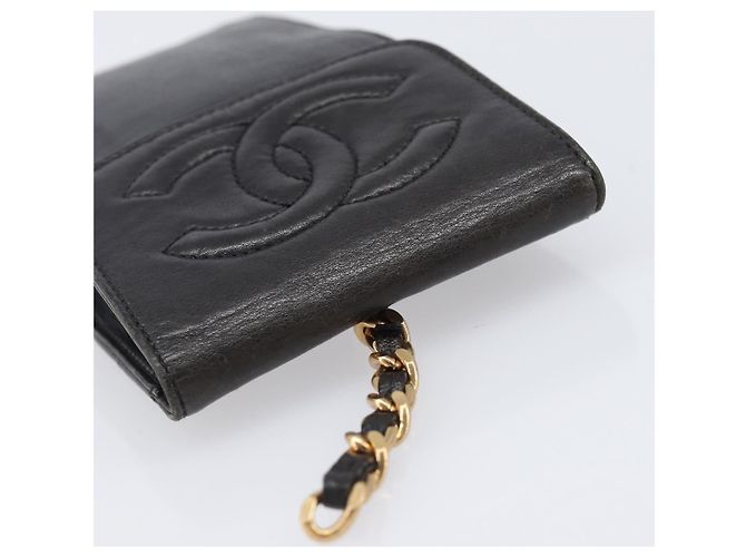 Estuche de Gafas CHANEL Lamb Skin Dark Brown CC Auth bs37291 Marrón oscuro - vista 5