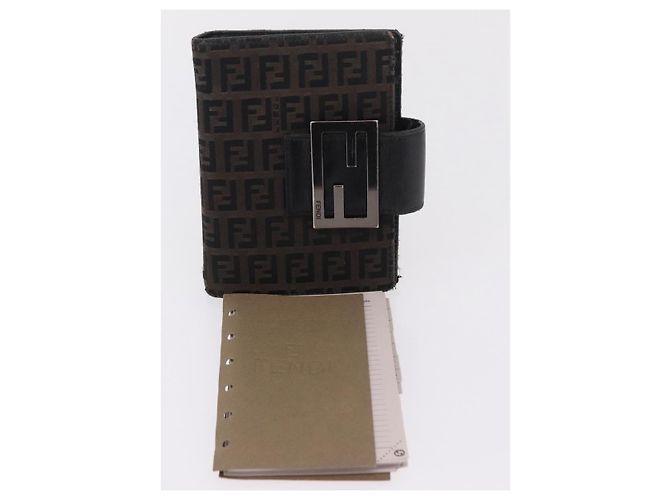 Funda de agenda FENDI Zucchino Canvas Navy Silver Auth bs37215 Plata Azul marino - vista 12